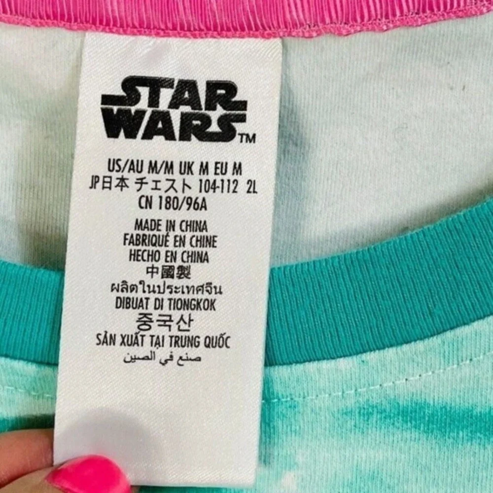 Star‎ Wars Womens Oversized Tie Dye Shirt Size M Yoda Graphic Tee Cotton Boxy - Picture 4 of 9